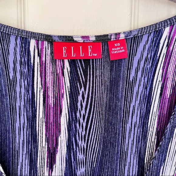 🌸3/$25 ELLE Purple & White Stripe Fit & Flare Dress with Ruching Details - Picture 8 of 11